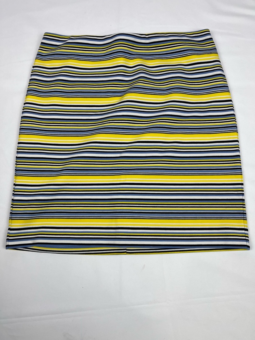Ann Taylor Striped Mini Skirt Women Size 6 Yellow Blue Black Stretch